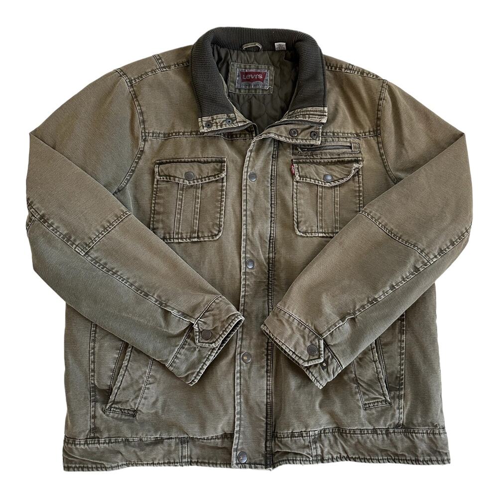 Levi's Men's Olive Trucker Utility Jacket Coat Heavyweight Quilted Size XL